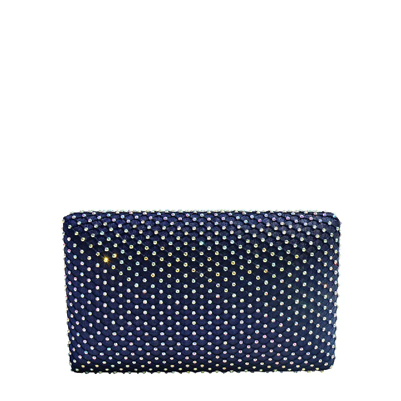 Women's Embroidered Silk Evening Bag in Navy for WeddingsGalaxy Fishnet Crystal Clutch Women's Embroidered Silk Evening Bag in Navy for WeddingsGalaxy Fishnet Crystal Clutch