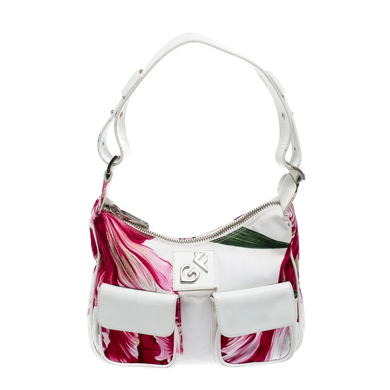 Suede Shoulder Bag in Pink with Tassel Accents for Casual OutingsGianfranco Ferre Floral Print Canvas And Leather Pocket Shoulder Bag Suede Shoulder Bag in Pink with Tassel Accents for Casual OutingsGianfranco Ferre Floral Print Canvas And Leather Pocket Shoulder Bag