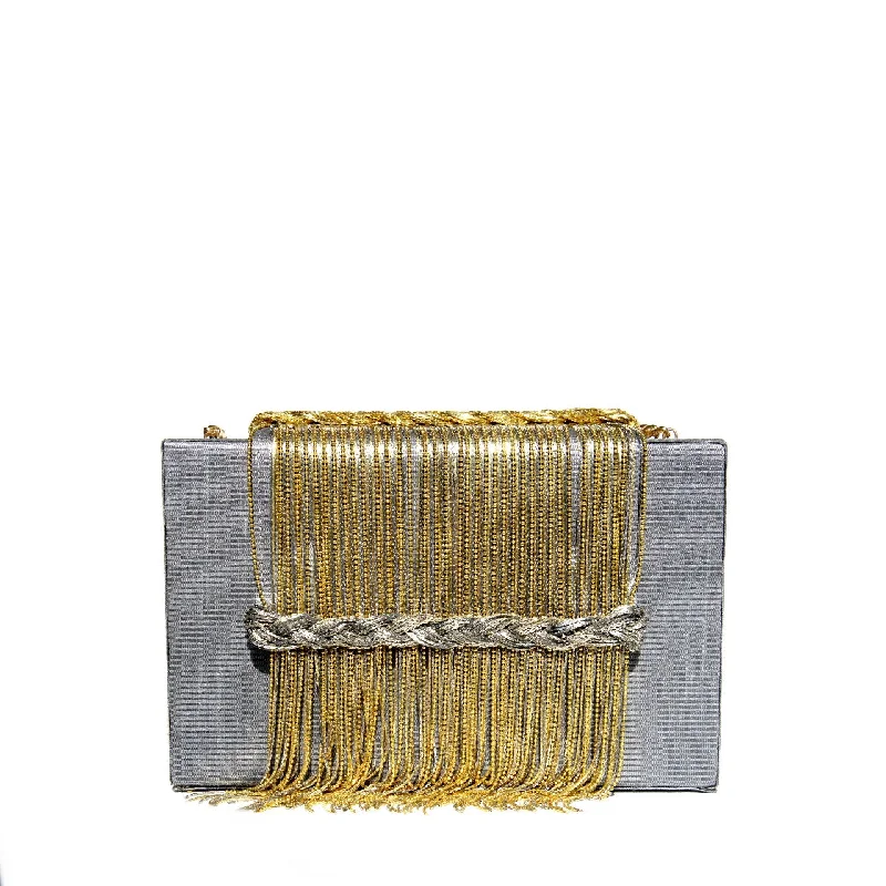Quilted Leather Evening Bag in Gray for Sophisticated EventsGray Dreamy Clutch