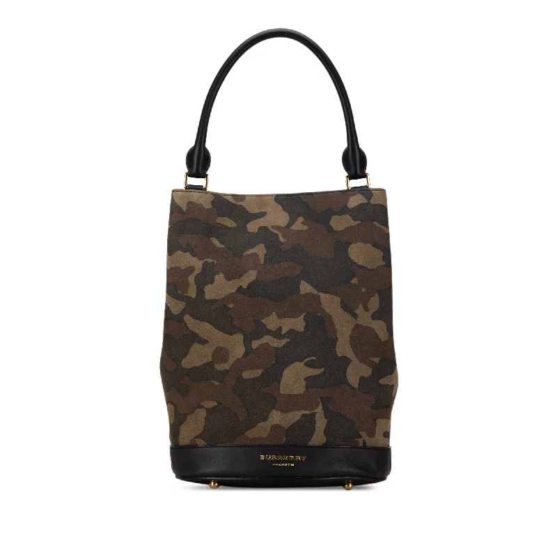 Metallic Shoulder Bag in Gold for Special OccasionsGreen Burberry Suede Camouflage Shoulder Bag