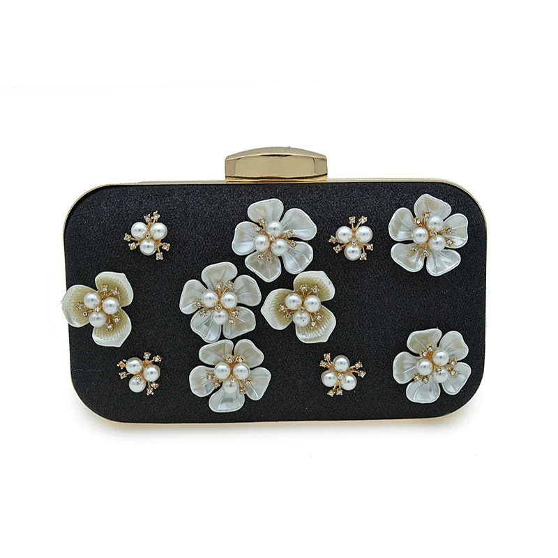 Mirrored Clutch in Silver for Futuristic - Themed GatheringsFloral Beaded Design Clutch Bag Mirrored Clutch in Silver for Futuristic - Themed GatheringsFloral Beaded Design Clutch Bag
