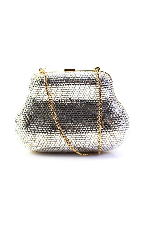 Women's Canvas Shoulder Bag in Navy with Striped Pattern for Beach TripsJudith Leiber Womens Silver Gold Crystal Embellished Evening Clutch Bag Handbag Women's Canvas Shoulder Bag in Navy with Striped Pattern for Beach TripsJudith Leiber Womens Silver Gold Crystal Embellished Evening Clutch Bag Handbag