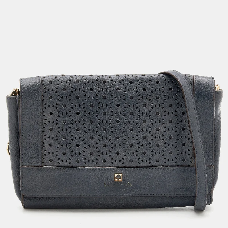 Women's Shoulder Bag with Fringe Details in Brown for a Bohemian StyleKate Spade Dark Leather Perforated Flap Shoulder Bag Women's Shoulder Bag with Fringe Details in Brown for a Bohemian StyleKate Spade Dark Leather Perforated Flap Shoulder Bag