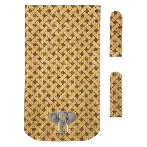 Women's Metallic Leather Clutch in Rose Gold for Valentine's DateElephant on Woven Background Trifold Purse Women's Metallic Leather Clutch in Rose Gold for Valentine's DateElephant on Woven Background Trifold Purse