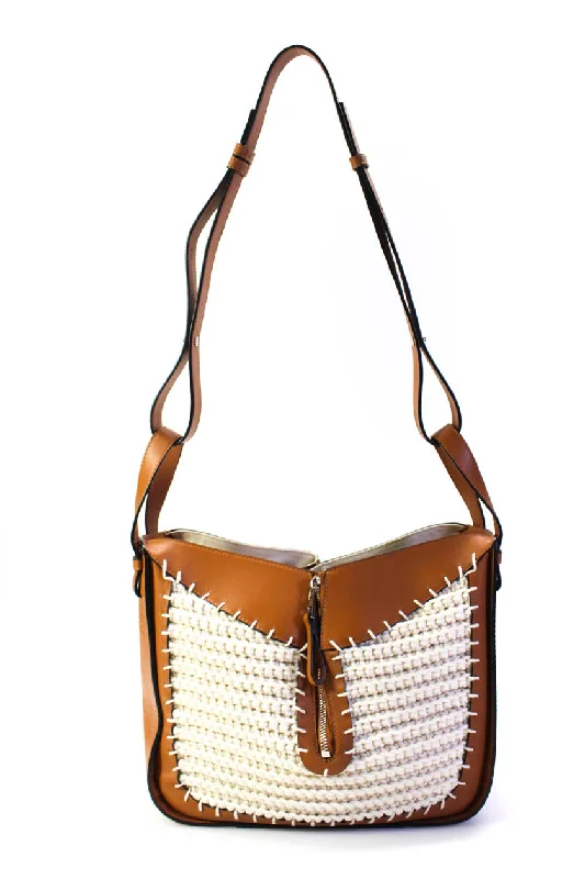 Pvc Shoulder Bag in Clear with Glitter for a Fun and Modern LookLoewe Womens Single Strap Crochet Knit Hammock Hobo Handbag Brown White Leather Pvc Shoulder Bag in Clear with Glitter for a Fun and Modern LookLoewe Womens Single Strap Crochet Knit Hammock Hobo Handbag Brown White Leather