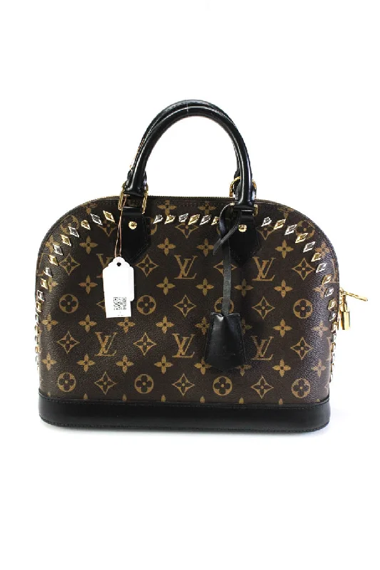 Women's Shoulder Bag with Zippered Pockets in Orange for SafetyLouis Vuitton Womens Coated Canvas Monogram Macassar Studded Alma PM Handbag Women's Shoulder Bag with Zippered Pockets in Orange for SafetyLouis Vuitton Womens Coated Canvas Monogram Macassar Studded Alma PM Handbag