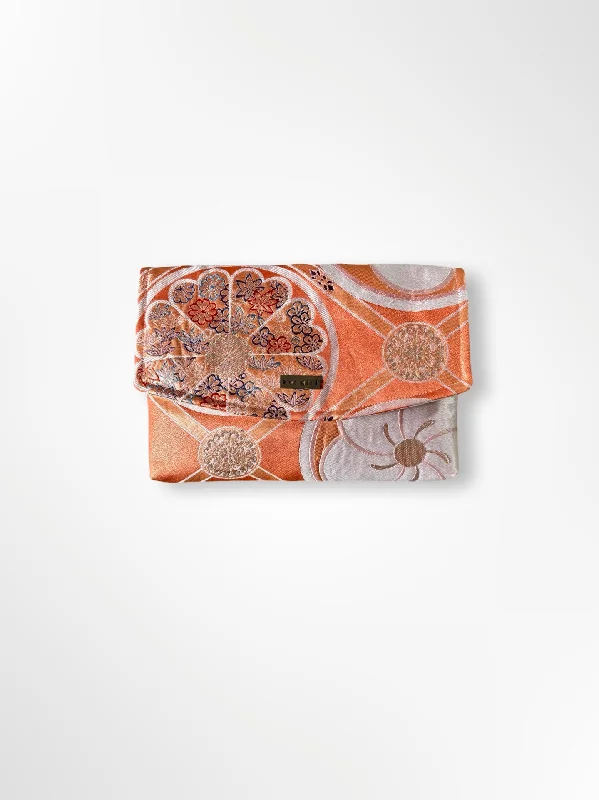 Women's Metallic Leather Clutch in Rose Gold for Valentine's DateMandala and Floral Clutch Women's Metallic Leather Clutch in Rose Gold for Valentine's DateMandala and Floral Clutch