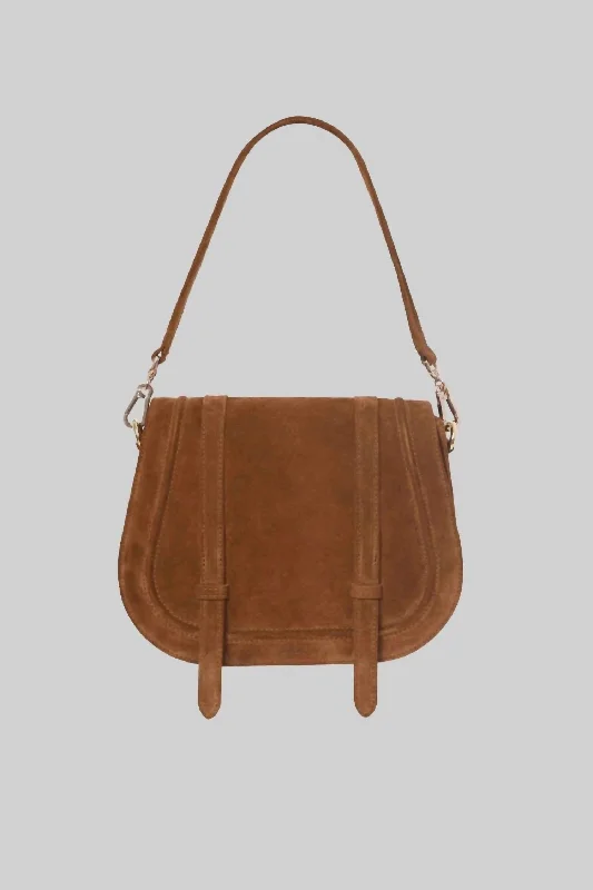 Women's Shoulder Bag with Faux Fur Strap in White for Winter StyleMaxi Saddle Bag In Cognac