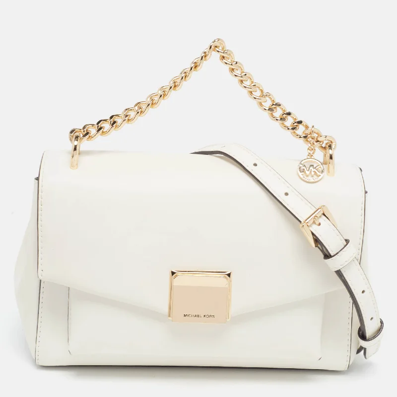 Shoulder Bag with Chain Strap in Silver for a Trendy AppearanceMichael Kors White Leather Lita Shoulder Bag Shoulder Bag with Chain Strap in Silver for a Trendy AppearanceMichael Kors White Leather Lita Shoulder Bag