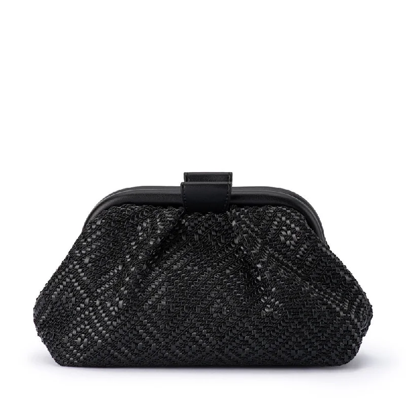 Quilted Leather Evening Bag in Gray for Sophisticated EventsMINKI Gathered Woven Clutch Quilted Leather Evening Bag in Gray for Sophisticated EventsMINKI Gathered Woven Clutch