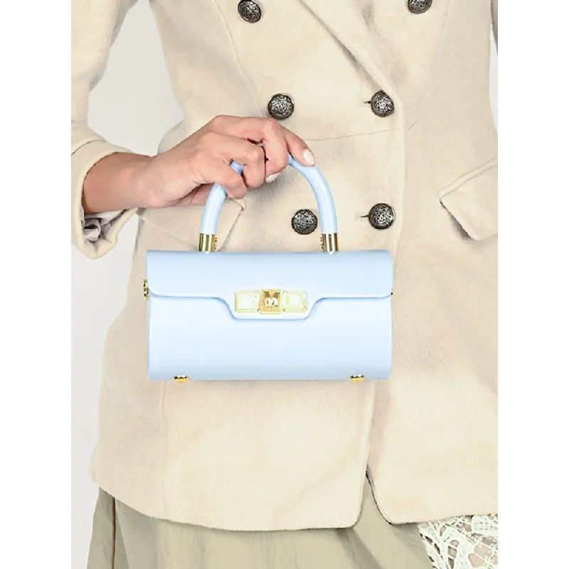 Lace - Trimmed Satin Clutch in Ivory for Garden WeddingsOdette Blue Structured Clutch for Women Lace - Trimmed Satin Clutch in Ivory for Garden WeddingsOdette Blue Structured Clutch for Women
