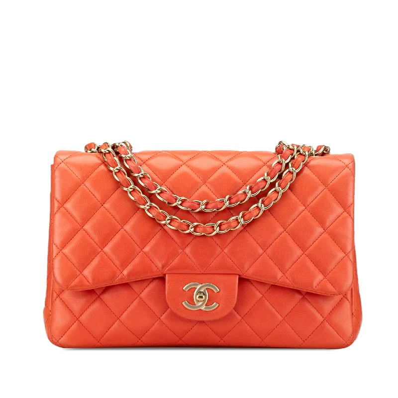 Crossbody Shoulder Bag in Black Leather with Gold Hardware for Night OutsOrange Chanel Jumbo Classic Lambskin Single Flap Shoulder Bag Crossbody Shoulder Bag in Black Leather with Gold Hardware for Night OutsOrange Chanel Jumbo Classic Lambskin Single Flap Shoulder Bag