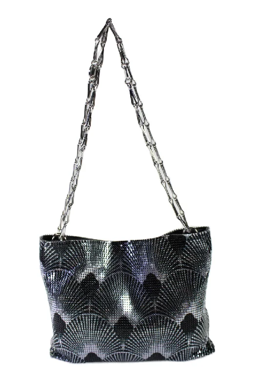 Women's Shoulder Bag with Zippered Pockets in Orange for SafetyPaco Rabanne Womens Metallic Black Pixel Sunset Tower Chainmail Shoulder Bag Handbag Women's Shoulder Bag with Zippered Pockets in Orange for SafetyPaco Rabanne Womens Metallic Black Pixel Sunset Tower Chainmail Shoulder Bag Handbag