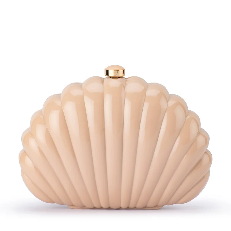 Women's Faux Fur Clutch in White for Winter BallsPAULY Shell Clutch