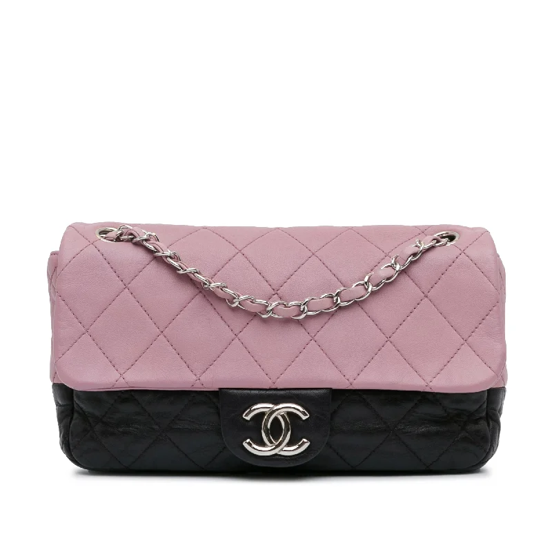 Quilted Shoulder Bag in Cream for a Classic and Elegant LookPink Chanel Medium Bicolor Lambskin and Calfskin CC Chain Flap Shoulder Bag Quilted Shoulder Bag in Cream for a Classic and Elegant LookPink Chanel Medium Bicolor Lambskin and Calfskin CC Chain Flap Shoulder Bag