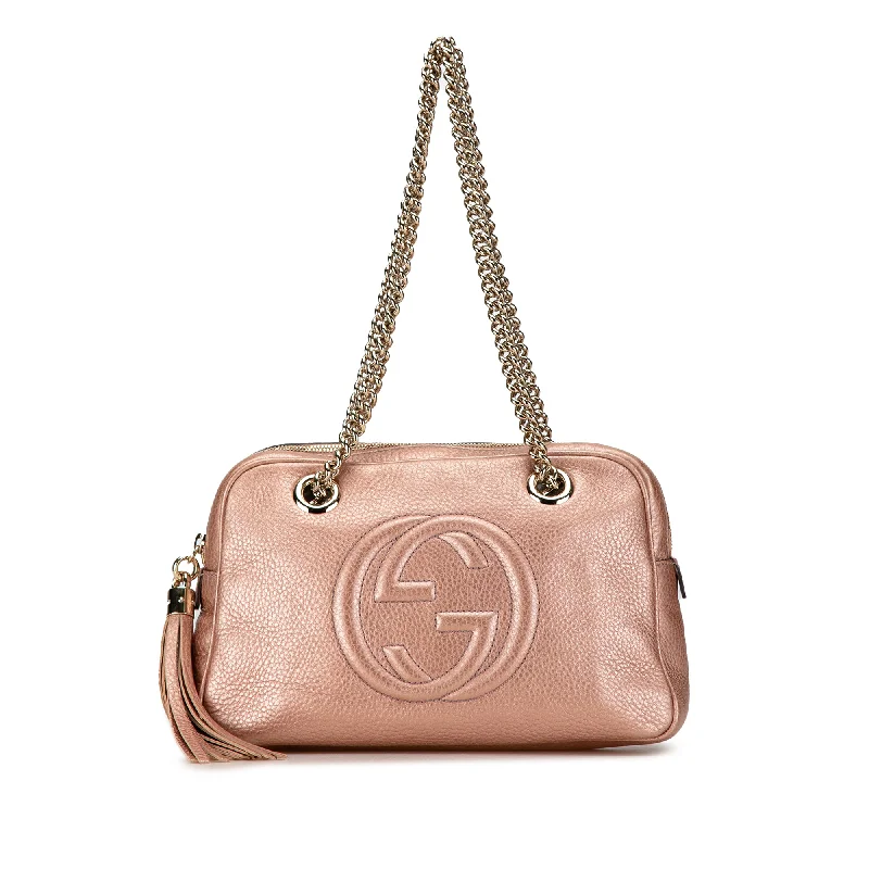 Leather Shoulder Bag with Magnetic Closure in Black for Quick AccessPink Gucci Soho Chain Zip Shoulder Bag Leather Shoulder Bag with Magnetic Closure in Black for Quick AccessPink Gucci Soho Chain Zip Shoulder Bag