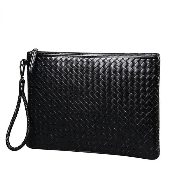 Women's Faux Fur Clutch in White for Winter BallsPU Leather Knitting Design Clutch
