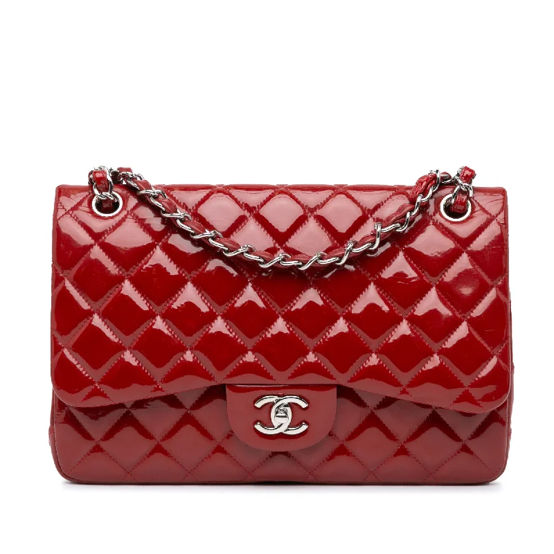 Women's Shoulder Bag with Zippered Pockets in Orange for SafetyRed Chanel Jumbo Classic Patent Double Flap Shoulder Bag Women's Shoulder Bag with Zippered Pockets in Orange for SafetyRed Chanel Jumbo Classic Patent Double Flap Shoulder Bag