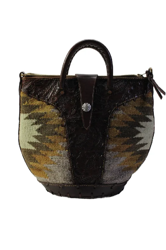 Shoulder Bag with Chain Strap in Silver for a Trendy AppearanceRRL Ralph Womens Leather Wool Jacquard Southwestern Handbag Brown Gray Shoulder Bag with Chain Strap in Silver for a Trendy AppearanceRRL Ralph Womens Leather Wool Jacquard Southwestern Handbag Brown Gray