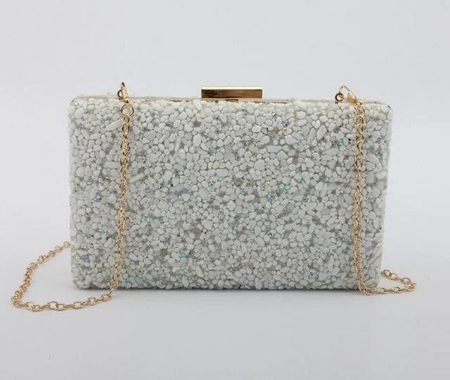 Quilted Leather Evening Bag in Gray for Sophisticated EventsStone Crystal Evening Bag Quilted Leather Evening Bag in Gray for Sophisticated EventsStone Crystal Evening Bag