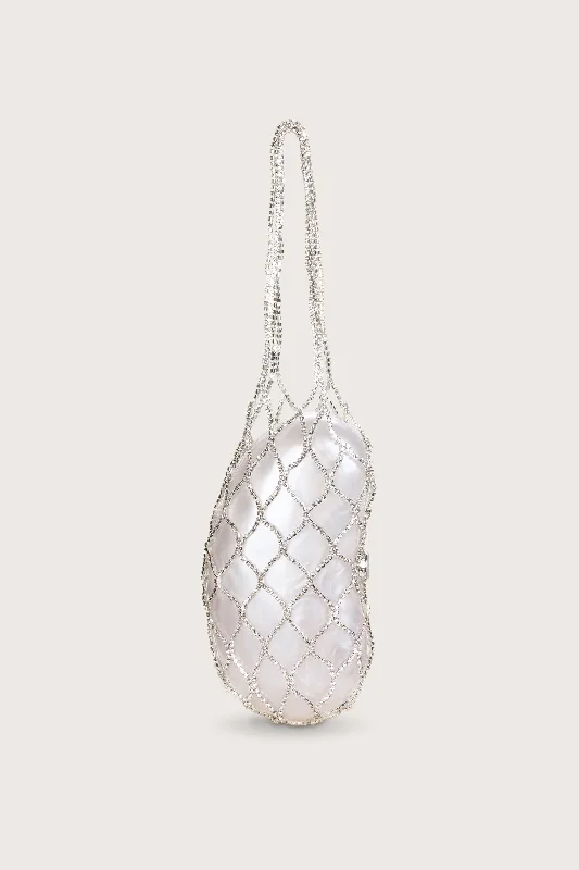 Women's Faux Fur Clutch in White for Winter BallsTALLULAH WRISTLET - PEARL