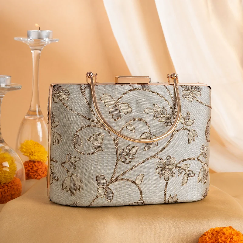 Snake - Skin Effect Clutch in Green for Exotic PartiesTeejh Ojashwi Floral Brocade Clutch Snake - Skin Effect Clutch in Green for Exotic PartiesTeejh Ojashwi Floral Brocade Clutch