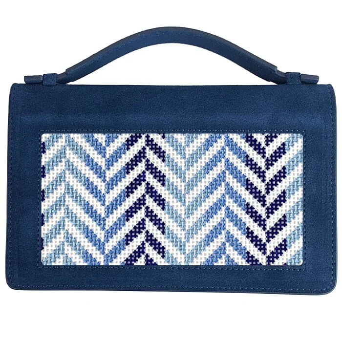 Geometric - Patterned PVC Evening Bag in Multicolor for Trendy Nights OutThe Everyday Clutch - Navy Suede with Silver Chain