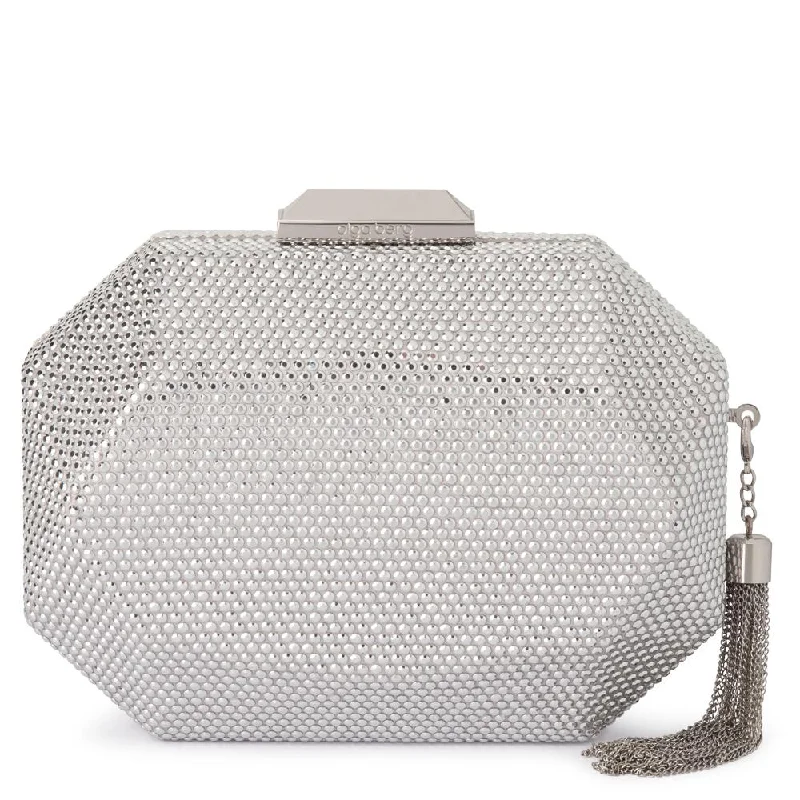 Pearl - Embellished Clutch in Cream for Bridal ShowersTILLY Hotfix Clutch with Tassel