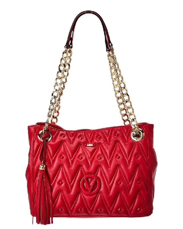 Shoulder Bag with Chain Strap in Silver for a Trendy AppearanceValentino by Mario Valentino Luisa Diamond Leather Shoulder Bag Shoulder Bag with Chain Strap in Silver for a Trendy AppearanceValentino by Mario Valentino Luisa Diamond Leather Shoulder Bag