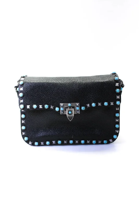Crossbody Shoulder Bag in Black Leather with Gold Hardware for Night OutsValentino Garavani Womens Studded Textured Clasp Lock Clutch Handbag Black Crossbody Shoulder Bag in Black Leather with Gold Hardware for Night OutsValentino Garavani Womens Studded Textured Clasp Lock Clutch Handbag Black