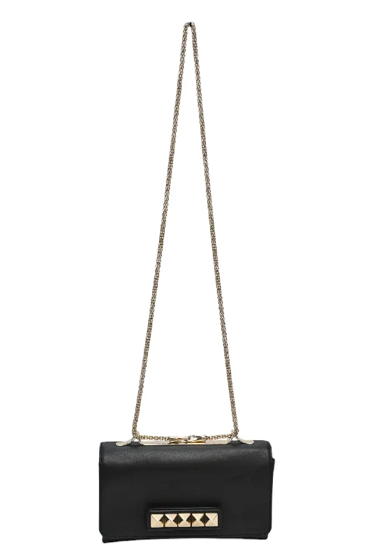 Leather Shoulder Bag with Magnetic Closure in Black for Quick Access[WB5775] Valentino Garavani | Cross-Body Bag