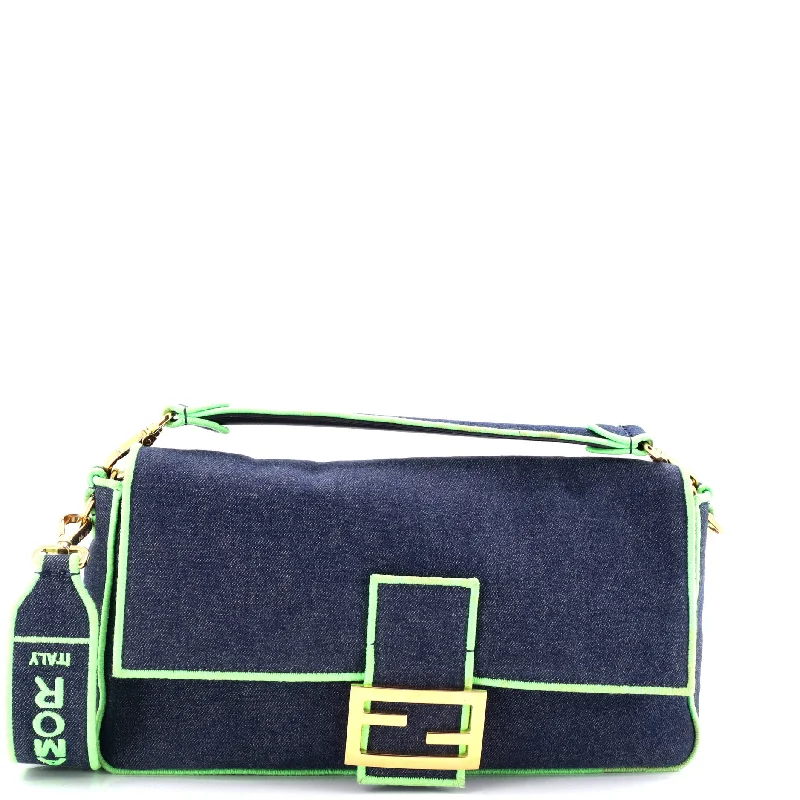 Women's Mini Crossbody Bag in Pink Velvet with Rhinestone Accents for Girls' Nights OutBaguette NM Bag Denim Large