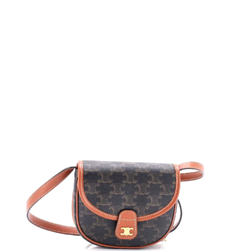 Women's Crossbody Bag with RFID - Blocking Pocket in Black for Safe TravelBesace Flap Bag Triomphe Coated Canvas Mini