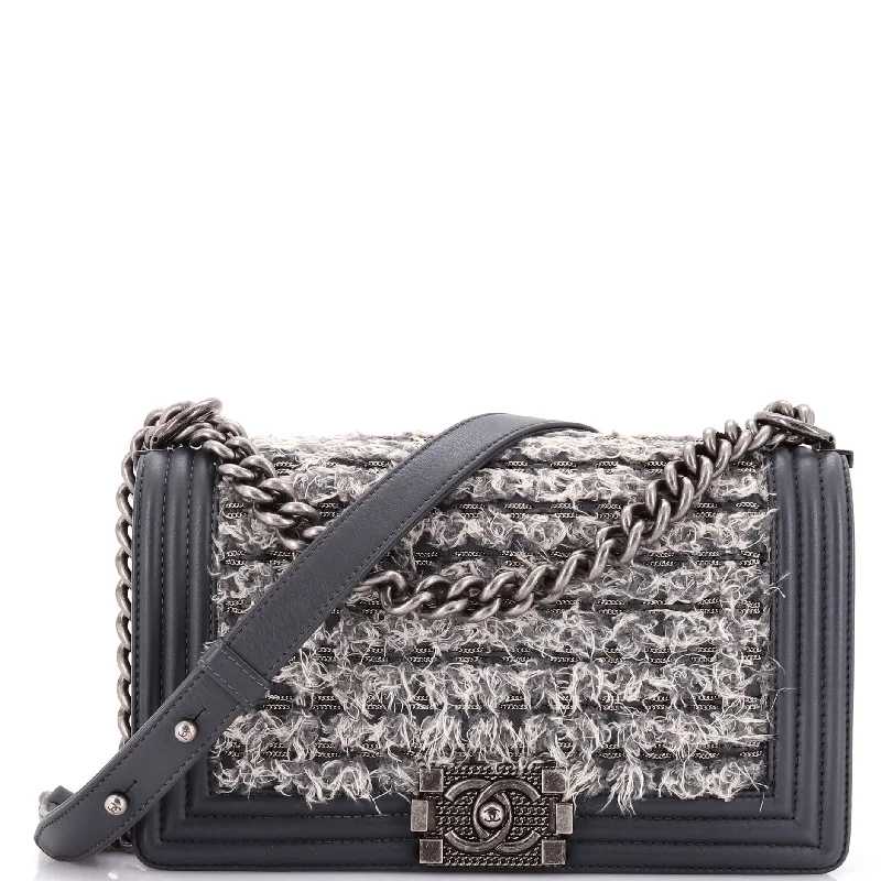 Women's Mini Crossbody Bag in Pink Velvet with Rhinestone Accents for Girls' Nights OutBoy Flap Bag Braided Tweed Old Medium