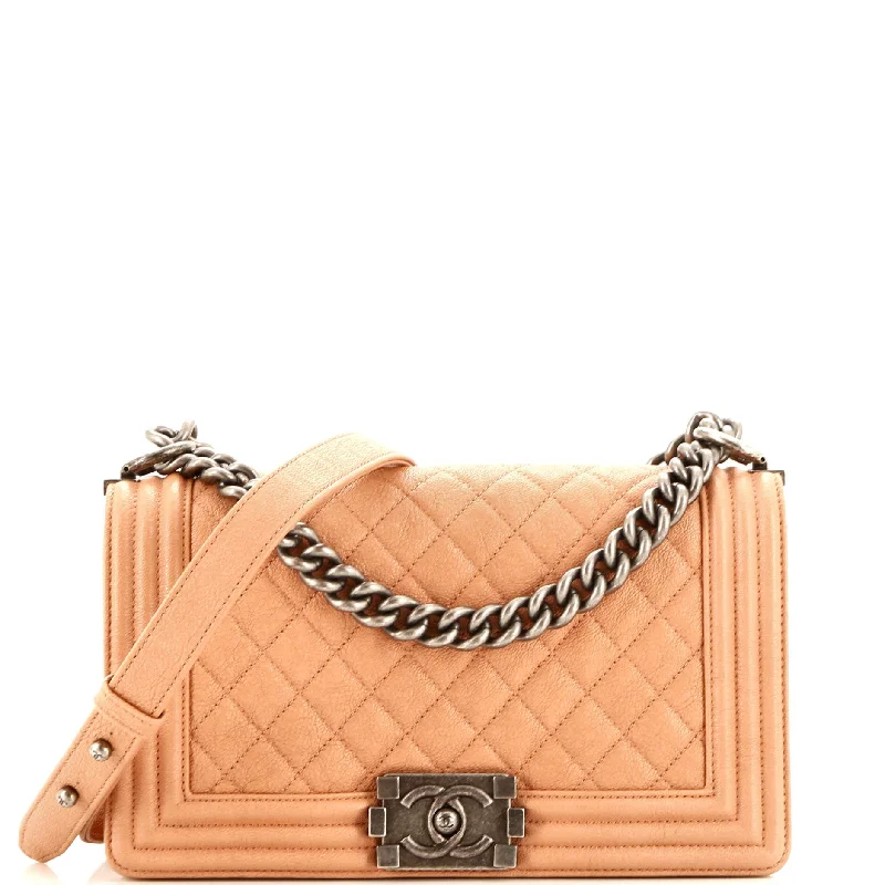 Quilted Leather Crossbody Bag in Cream for a Classic and Elegant AppearanceBoy Flap Bag Quilted Caviar Old Medium