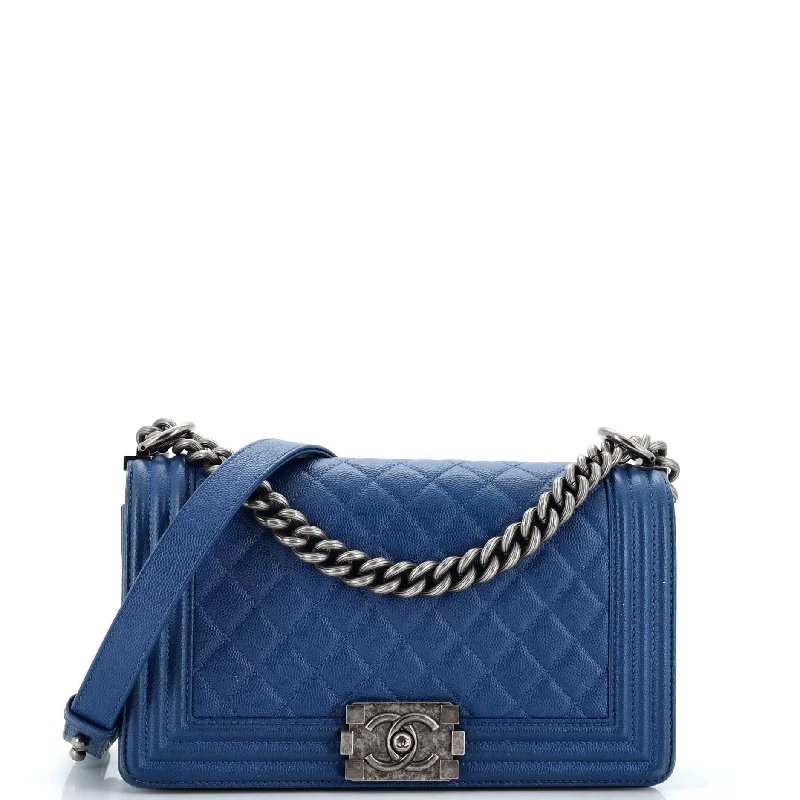 Quilted Leather Crossbody Bag in Cream for a Classic and Elegant AppearanceBoy Flap Bag Quilted Caviar Old Medium Quilted Leather Crossbody Bag in Cream for a Classic and Elegant AppearanceBoy Flap Bag Quilted Caviar Old Medium