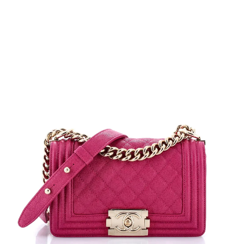 Embroidered Silk Crossbody Bag in Purple for Formal Events and WeddingsBoy Flap Bag Quilted Caviar Small
