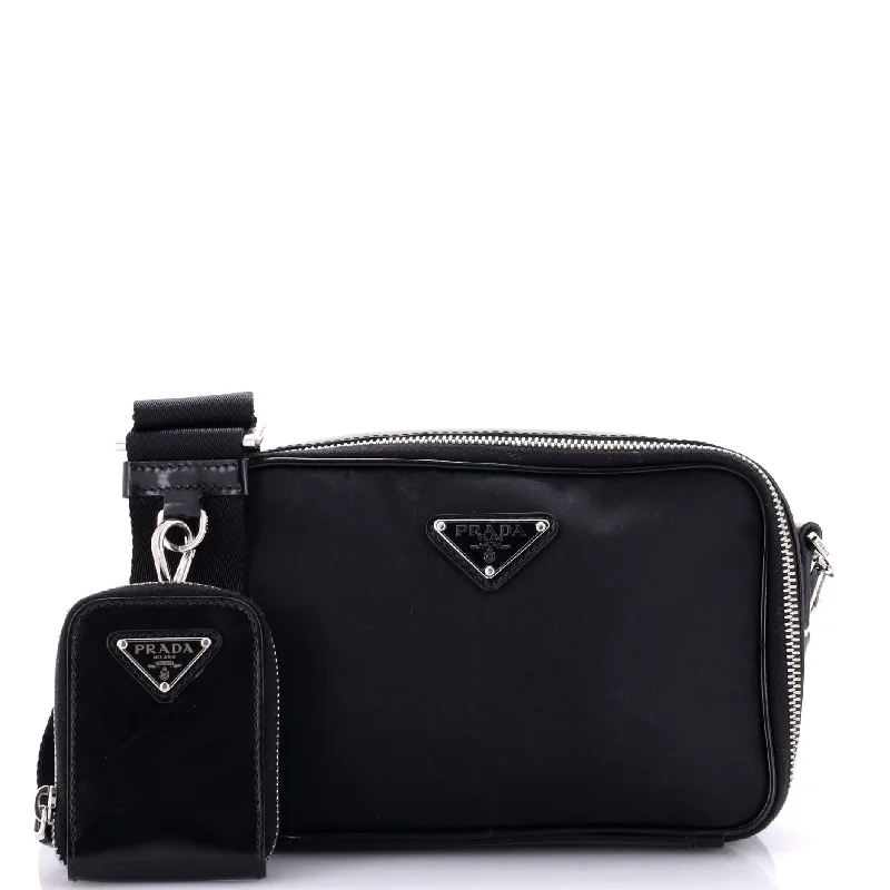 Women's Crossbody Bag with Magnetic Closure in White for Quick AccessBrique Camera Crossbody Bag Tessuto and Spazzolato Leather Small Women's Crossbody Bag with Magnetic Closure in White for Quick AccessBrique Camera Crossbody Bag Tessuto and Spazzolato Leather Small