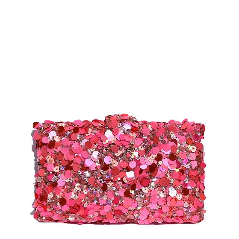 Floral - Printed Satin Clutch in Pink for Spring GalasBubblegum Clutch