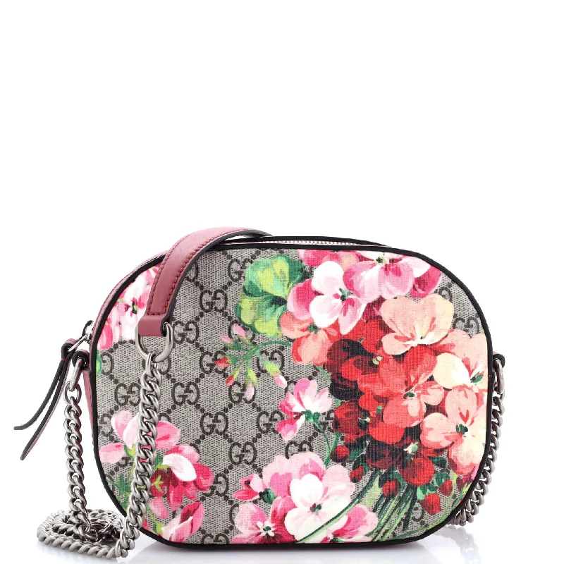 Women's Small Leather Crossbody Bag in Black with Gold Hardware for Evening PartiesChain Crossbody Bag Blooms Print GG Coated Canvas Mini Women's Small Leather Crossbody Bag in Black with Gold Hardware for Evening PartiesChain Crossbody Bag Blooms Print GG Coated Canvas Mini