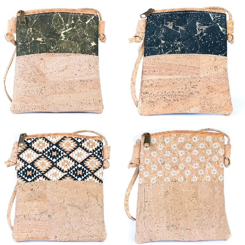 Leather - Trimmed Denim Crossbody Bag in Blue for a Vintage - Inspired LookMini Summer Cork Women's Phone Bag BAGP-009-MIX-4 (4units) Leather - Trimmed Denim Crossbody Bag in Blue for a Vintage - Inspired LookMini Summer Cork Women's Phone Bag BAGP-009-MIX-4 (4units)