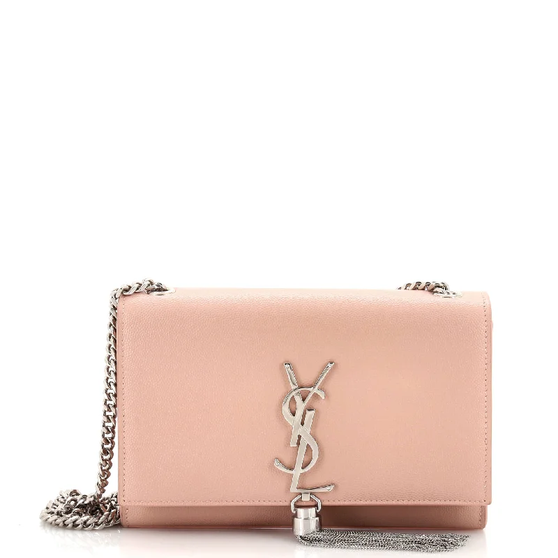 Women's Crossbody Bag with Chain Strap in Gold for a Glamorous TouchClassic Monogram Tassel Crossbody Bag Grainy Leather Small