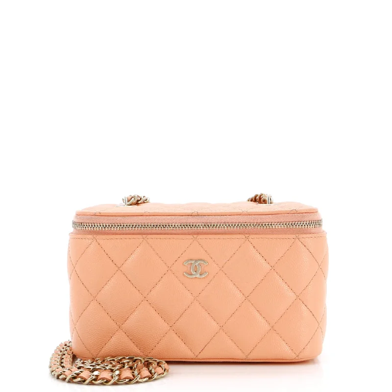 Geometric - Printed PVC Crossbody Bag in Multicolor for Trendy Street StyleClassic Vanity Case with Chain Quilted Caviar Small