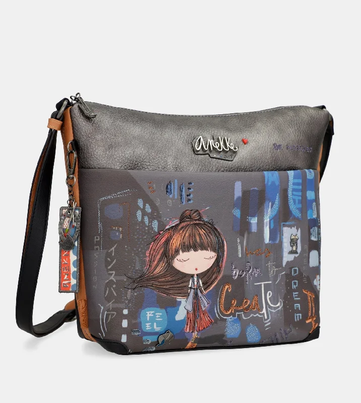 Women's Crossbody Bag with Zippered Pocket on the Back in Red for SecurityContemporary large printed messenger bag Women's Crossbody Bag with Zippered Pocket on the Back in Red for SecurityContemporary large printed messenger bag
