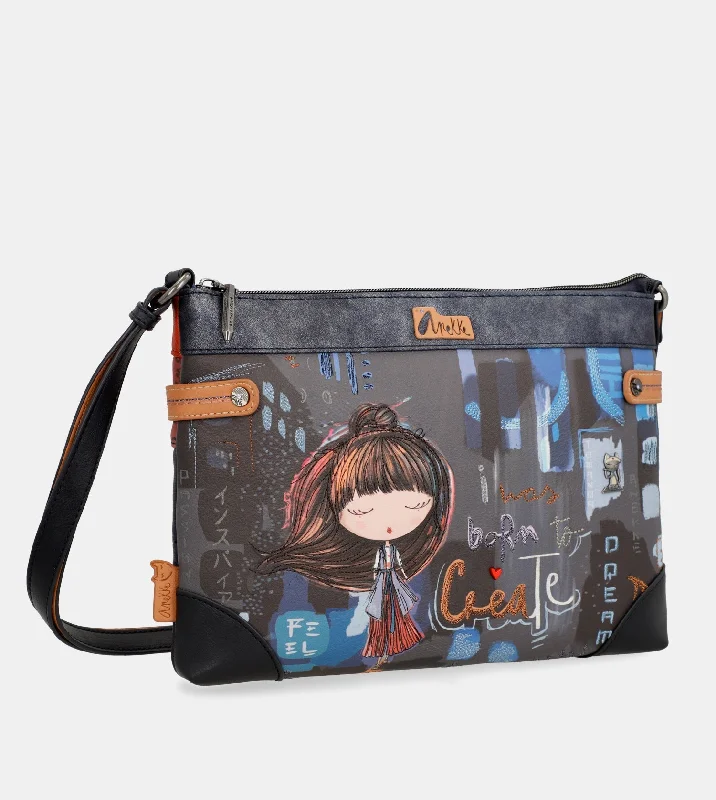 Women's Crossbody Bag with Multiple Compartments in Gray for Organized Daily UseContemporary large printed shoulder bag Women's Crossbody Bag with Multiple Compartments in Gray for Organized Daily UseContemporary large printed shoulder bag