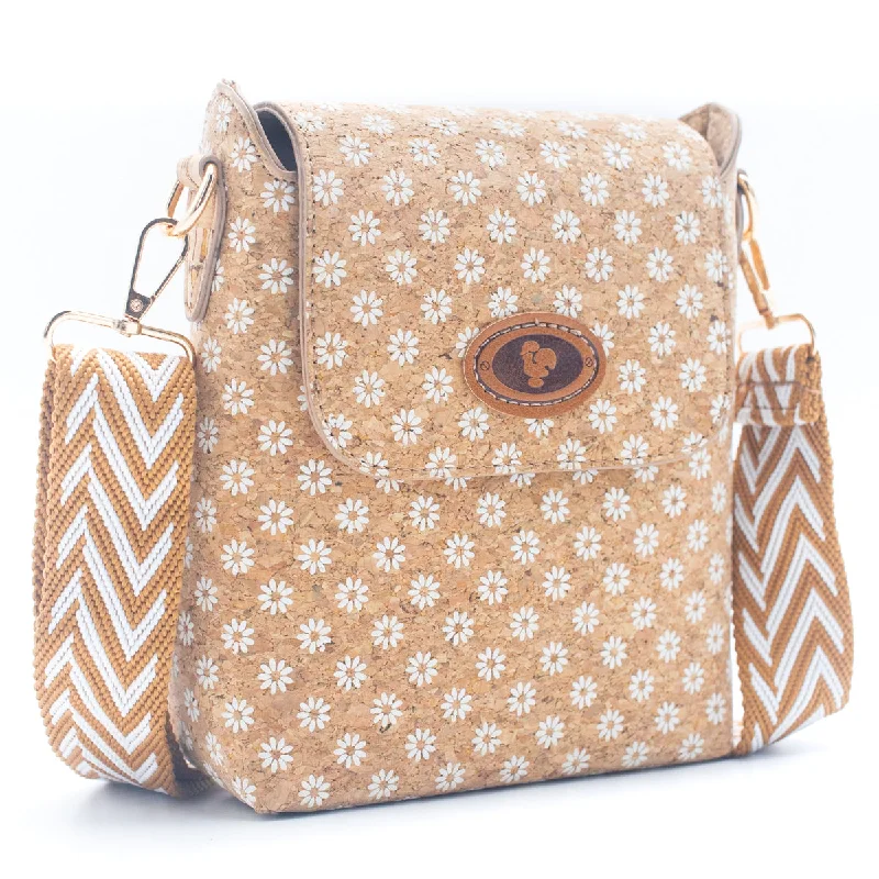 Medium - sized Canvas Crossbody Bag in Beige with Floral Print for Spring OutingsNatural Cork White Daisy Pattern Woven Shoulder Strap Ladies Crossbody Bag BAGD-276A Medium - sized Canvas Crossbody Bag in Beige with Floral Print for Spring OutingsNatural Cork White Daisy Pattern Woven Shoulder Strap Ladies Crossbody Bag BAGD-276A