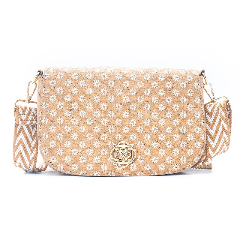 Plus - size Women's Crossbody Bag in Burgundy for Ample StorageWhite Daisy Cork Crossbody Bag with Wide Woven Strap for Women BAGF-080 Plus - size Women's Crossbody Bag in Burgundy for Ample StorageWhite Daisy Cork Crossbody Bag with Wide Woven Strap for Women BAGF-080