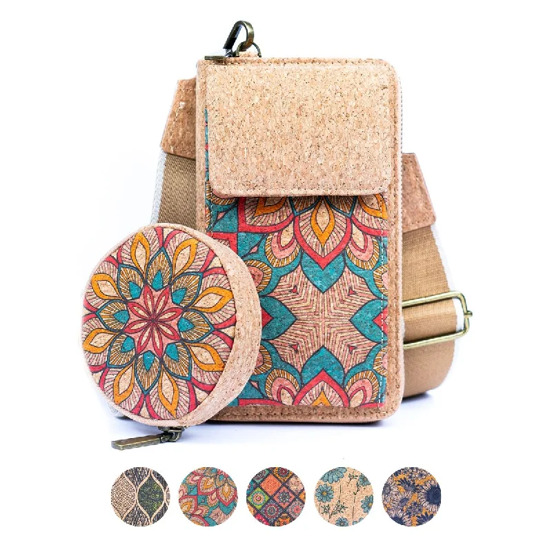 Hand - painted Canvas Crossbody Bag in Yellow for a Unique and Artistic LookNatural Cork Women's Printed Phone Pouch with Detachable Coin Purse BAG-2310 Hand - painted Canvas Crossbody Bag in Yellow for a Unique and Artistic LookNatural Cork Women's Printed Phone Pouch with Detachable Coin Purse BAG-2310