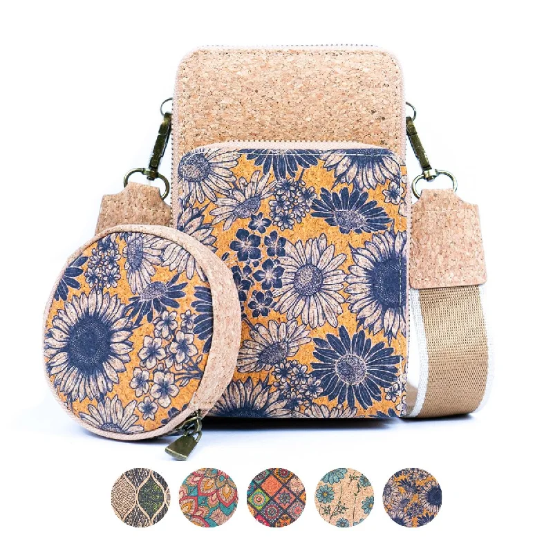 Embroidered Silk Crossbody Bag in Purple for Formal Events and WeddingsNatural Cork Women's Printed Double Layer Phone Pouch BAG-2312 Embroidered Silk Crossbody Bag in Purple for Formal Events and WeddingsNatural Cork Women's Printed Double Layer Phone Pouch BAG-2312