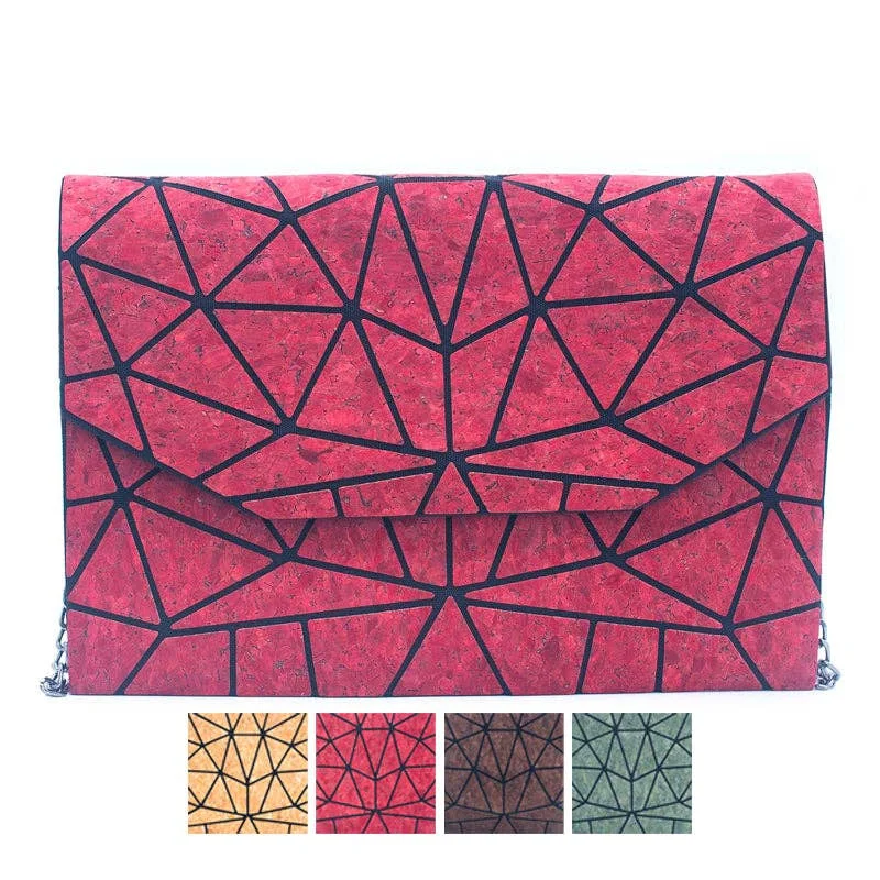 Plus - size Women's Crossbody Bag in Burgundy for Ample StorageCork Geometric Chain Crossbody cork Bag BAG-2069 Plus - size Women's Crossbody Bag in Burgundy for Ample StorageCork Geometric Chain Crossbody cork Bag BAG-2069